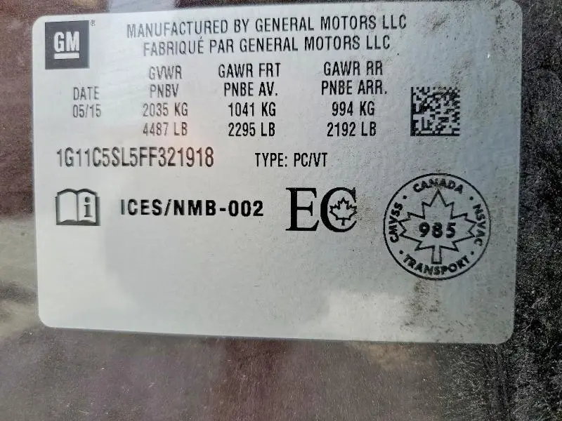 2015 CHEVROLET MALIBU 1LT  