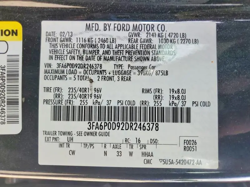 2013 FORD FUSION TITANIUM  