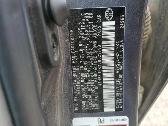 2012 TOYOTA CAMRY BASE  