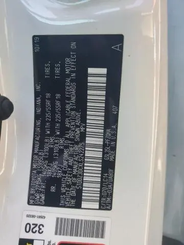 2020 TOYOTA SIENNA XLE 7-PASSENGER  