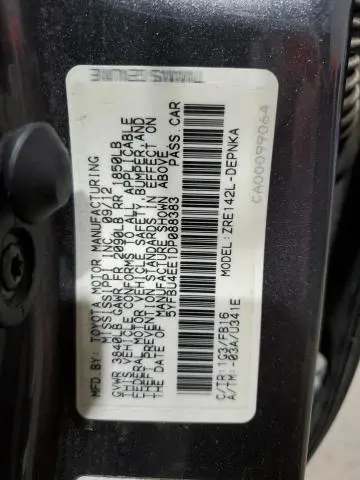 2013 TOYOTA COROLLA BASE  