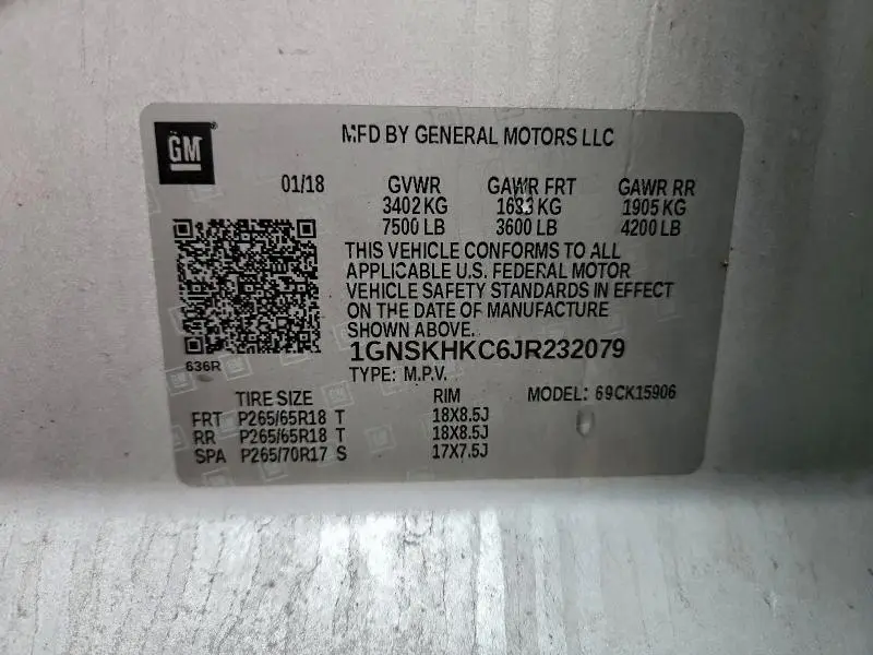 2018 CHEVROLET SUBURBAN K1500 LT  