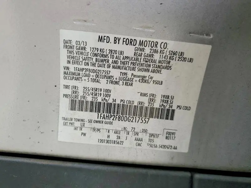 2013 FORD TAURUS LIMITED  