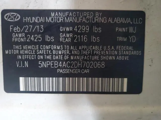 2013 HYUNDAI SONATA GLS  