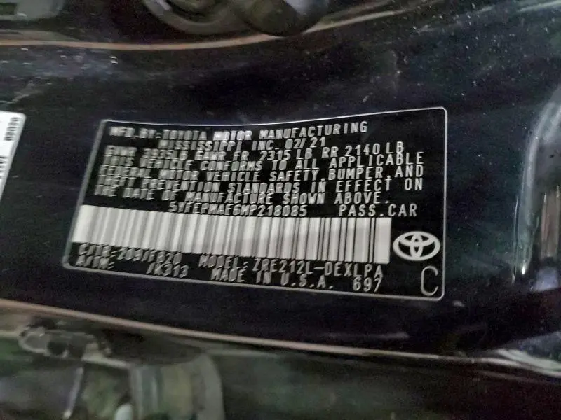 2021 TOYOTA COROLLA LE  