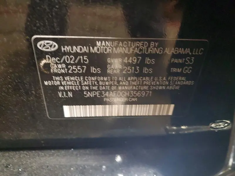 2016 HYUNDAI SONATA LIMITED  