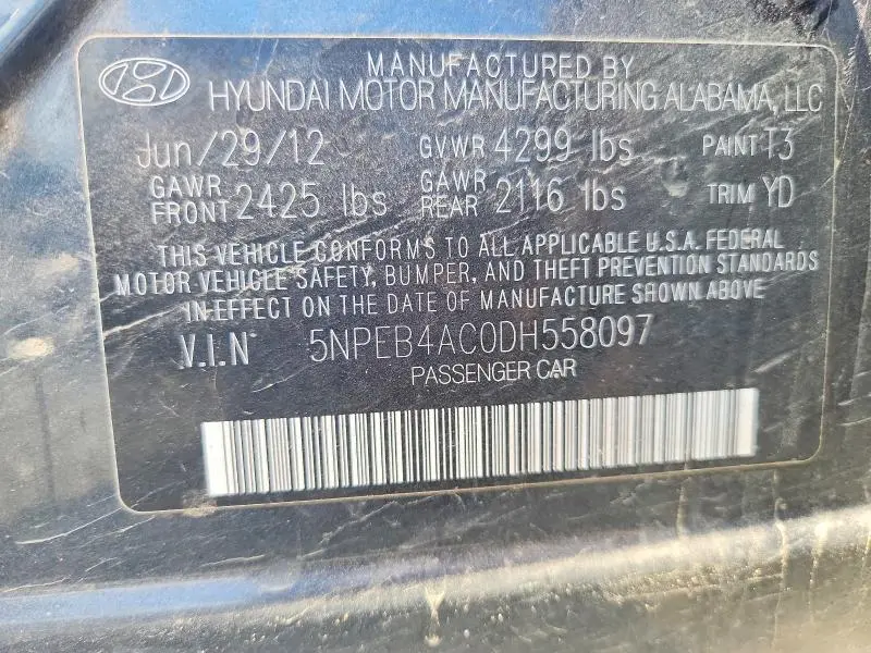 2013 HYUNDAI SONATA GLS  