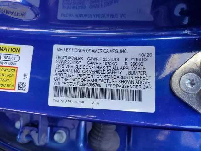 2021 HONDA ACCORD SPORT  