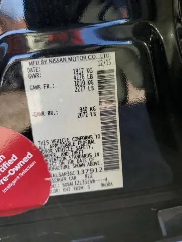 2016 NISSAN ALTIMA 2.5  