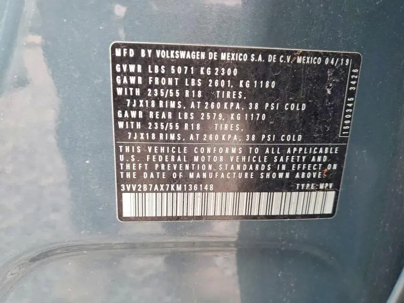 2019 VOLKSWAGEN TIGUAN SE  