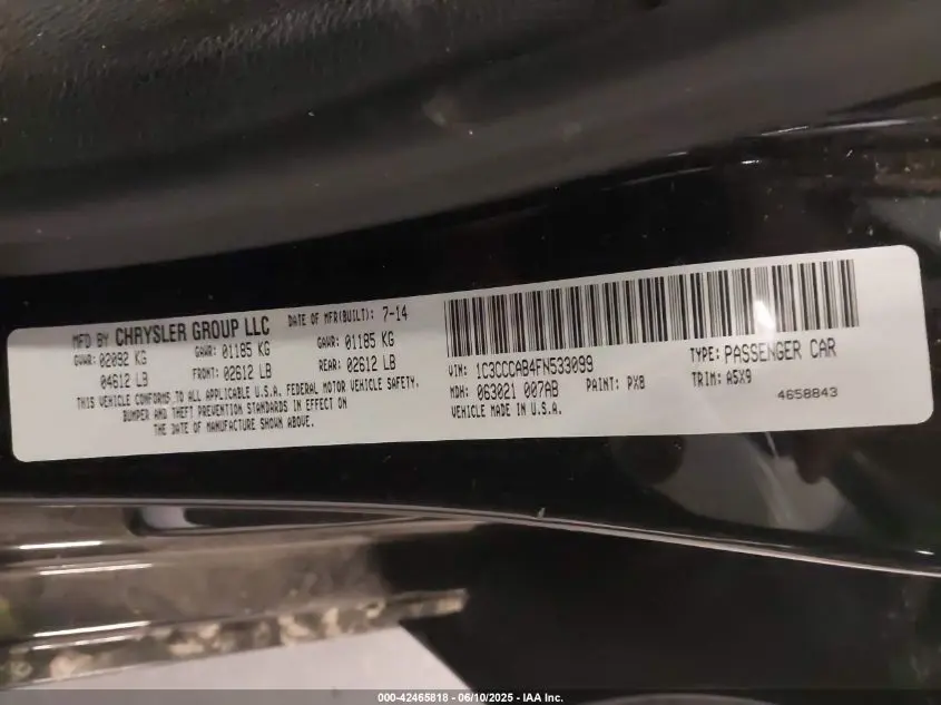 2015 CHRYSLER 200 LIMITED