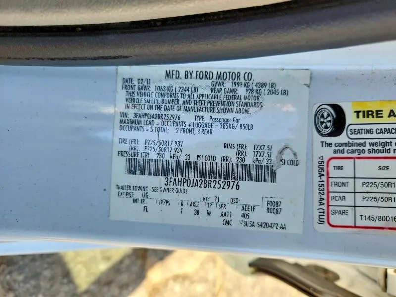 2011 FORD FUSION SEL  