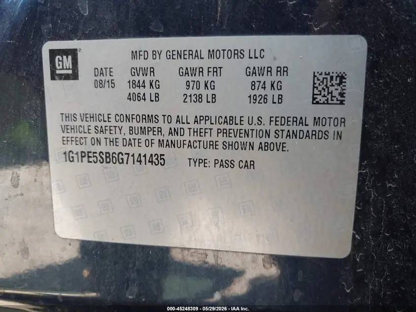 2016 CHEVROLET CRUZE LIMITED 1LT AUTO