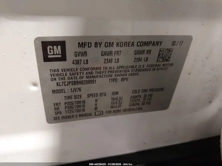 2017 CHEVROLET TRAX LT