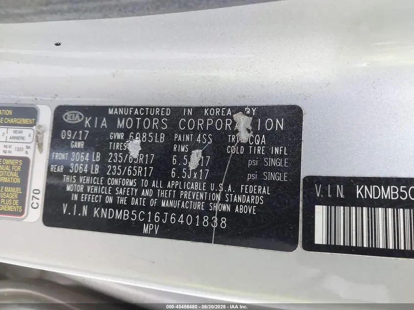 2018 KIA SEDONA LX