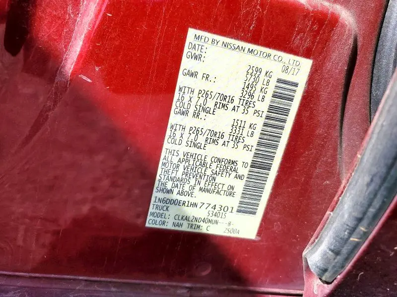 2017 NISSAN FRONTIER SV  