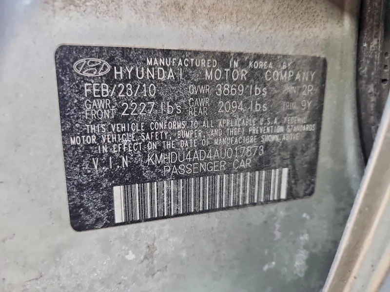 2010 HYUNDAI ELANTRA BLUE  