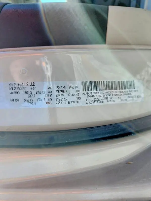 2017 CHRYSLER PACIFICA TOURING  