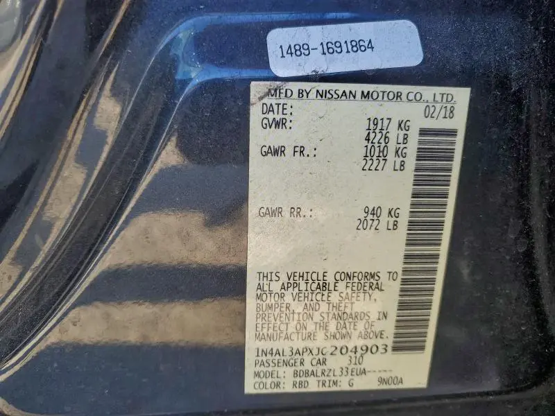 2018 NISSAN ALTIMA 2.5  