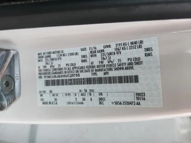 2017 FORD ESCAPE TITANIUM  