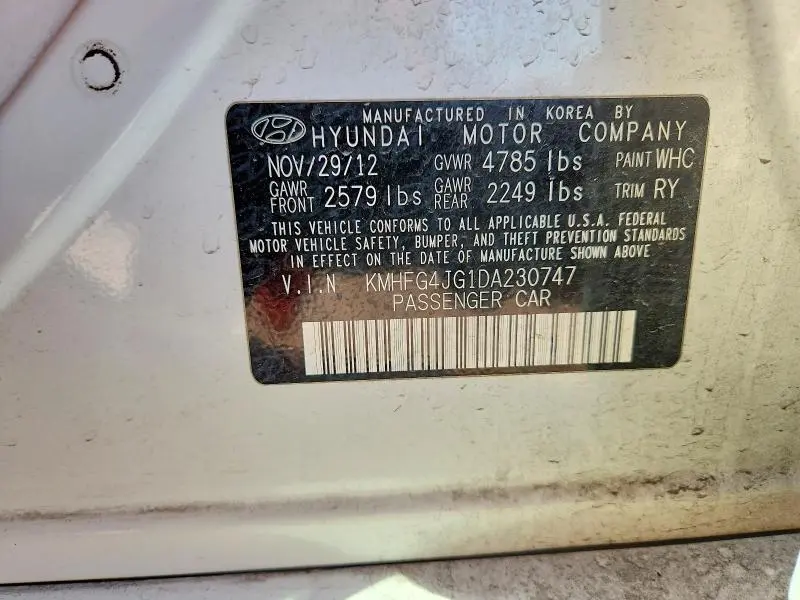 2013 HYUNDAI AZERA BASE  