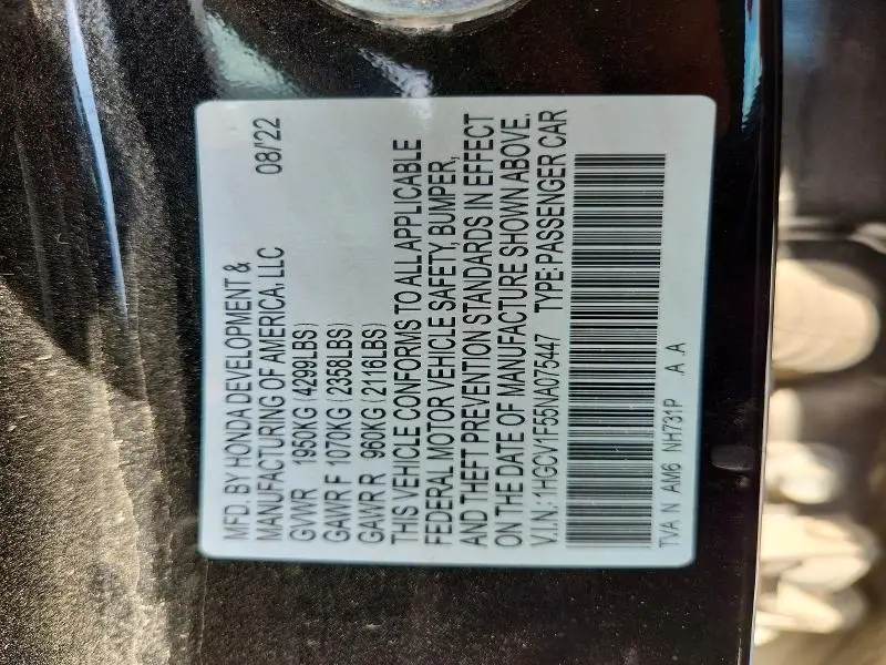 2022 HONDA ACCORD EXL  