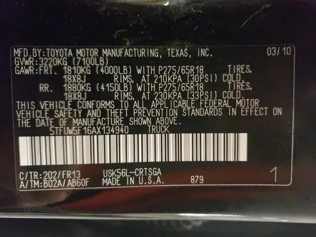 2010 TOYOTA TUNDRA DOUBLE CAB SR5  