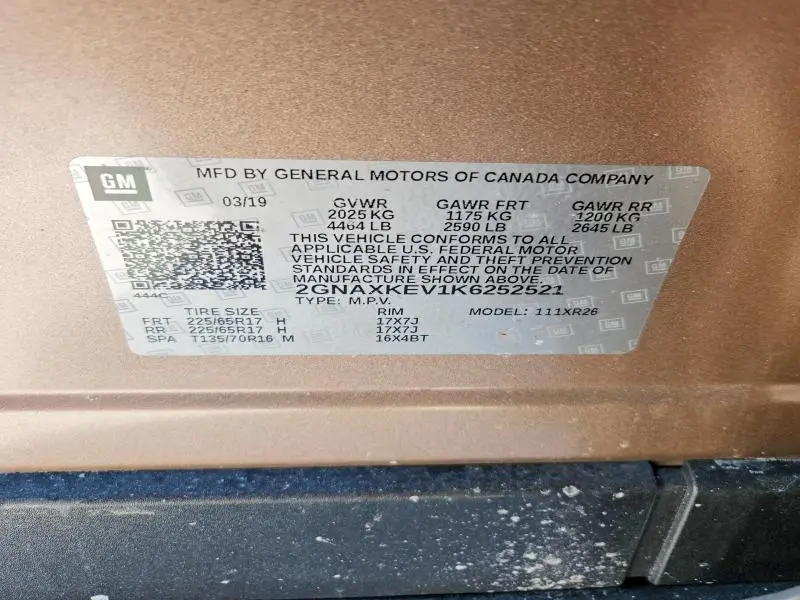 2019 CHEVROLET EQUINOX LT  