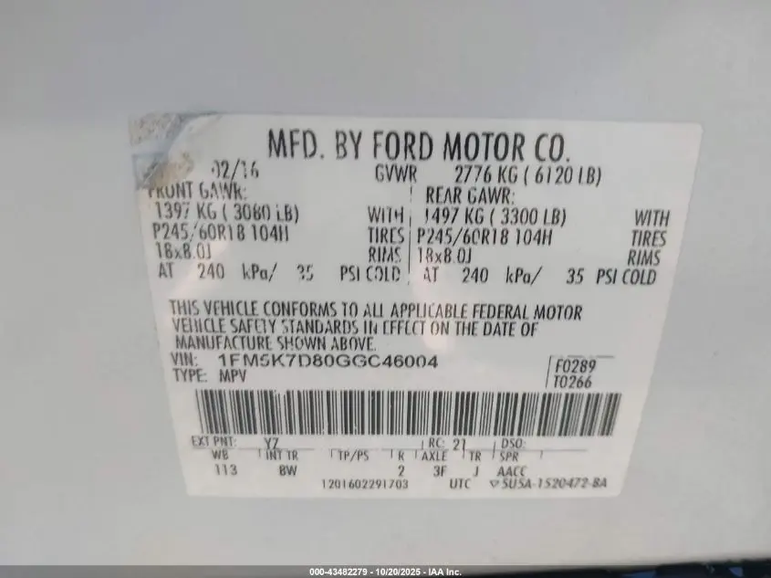 2016 FORD EXPLORER XLT