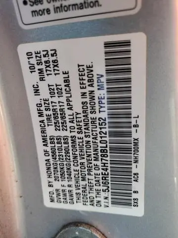 2011 HONDA CR-V EXL  