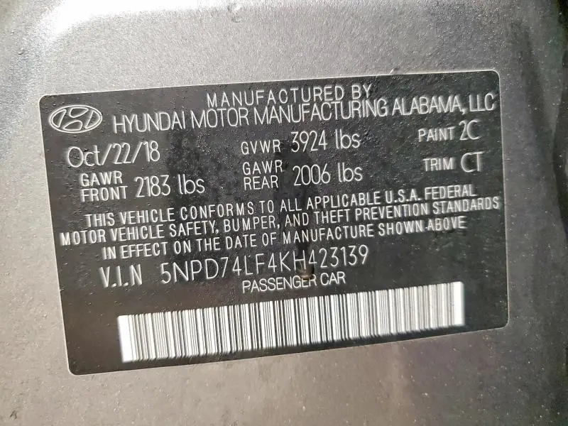 2019 HYUNDAI ELANTRA SE  