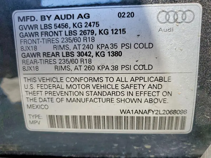 2020 AUDI Q5 PREMIUM  