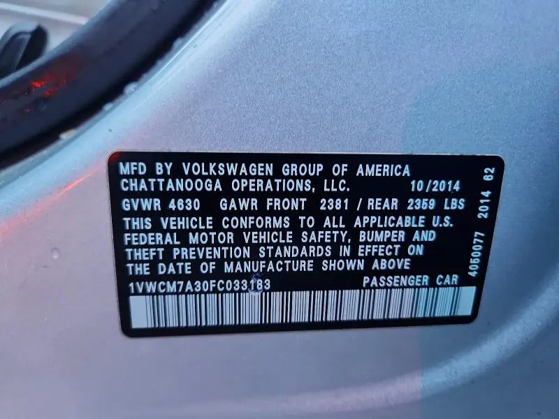 2015 VOLKSWAGEN PASSAT SEL  