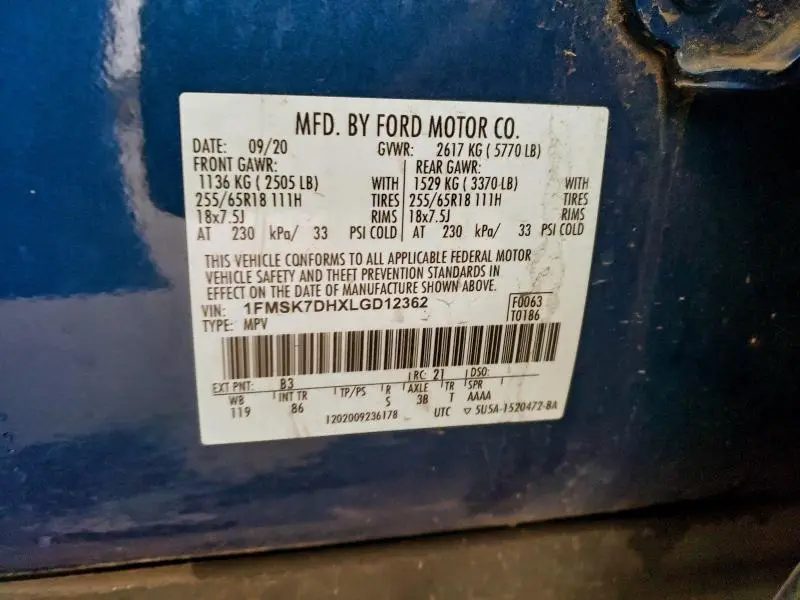 2020 FORD EXPLORER XLT  