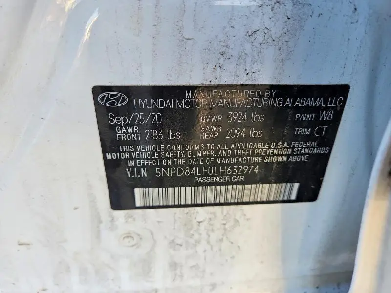 2020 HYUNDAI ELANTRA SEL  