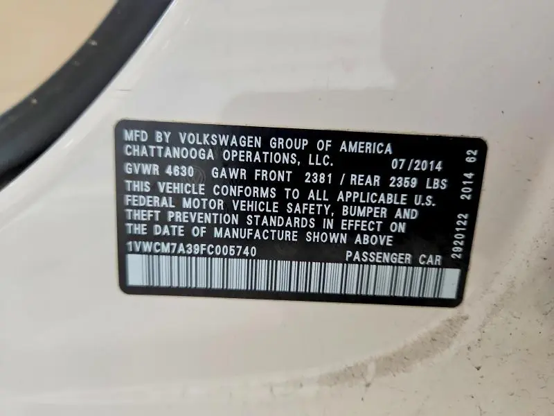 2015 VOLKSWAGEN PASSAT SEL  