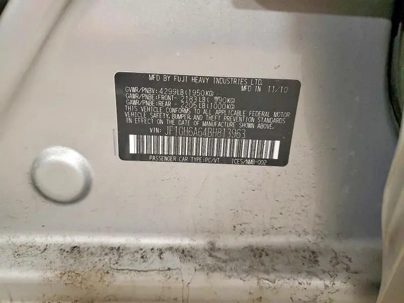 2011 SUBARU IMPREZA 2.5I  