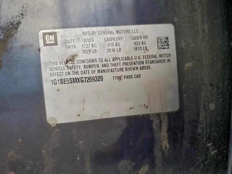 2016 CHEVROLET CRUZE LT  