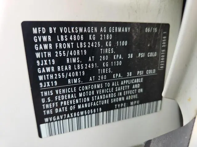 2016 VOLKSWAGEN TIGUAN S  