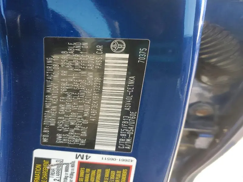 2011 TOYOTA CAMRY LE  