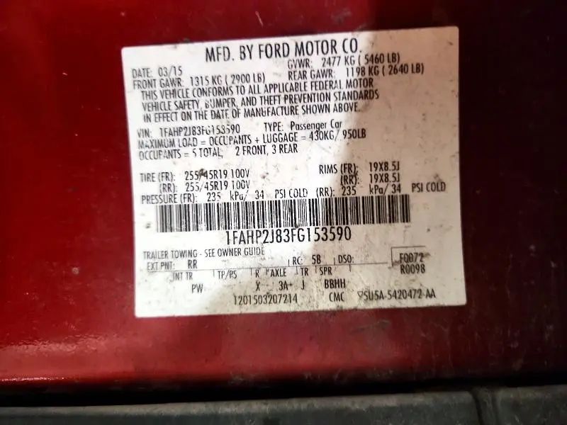 2015 FORD TAURUS LIMITED  