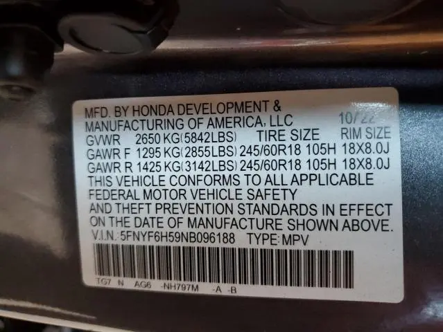 2022 HONDA PILOT EXL  
