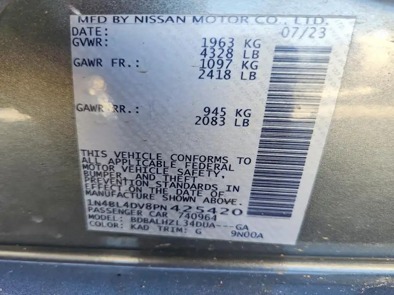 2023 NISSAN ALTIMA SV  