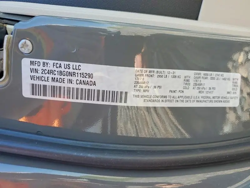 2022 CHRYSLER PACIFICA TOURING L  