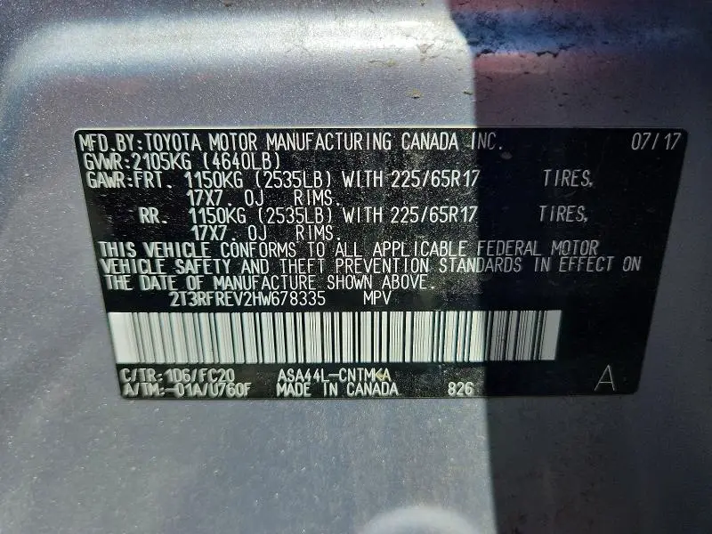 2017 TOYOTA RAV4 XLE  