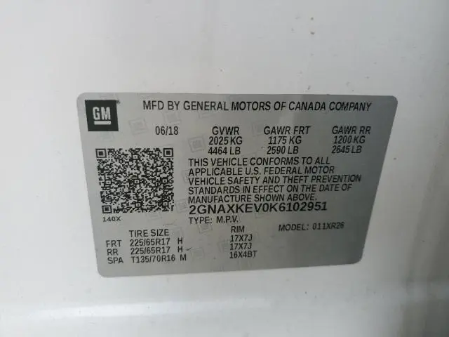 2019 CHEVROLET EQUINOX LT  