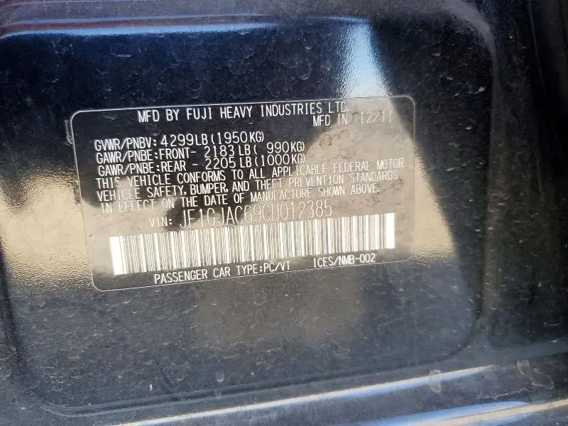 2012 SUBARU IMPREZA PREMIUM  