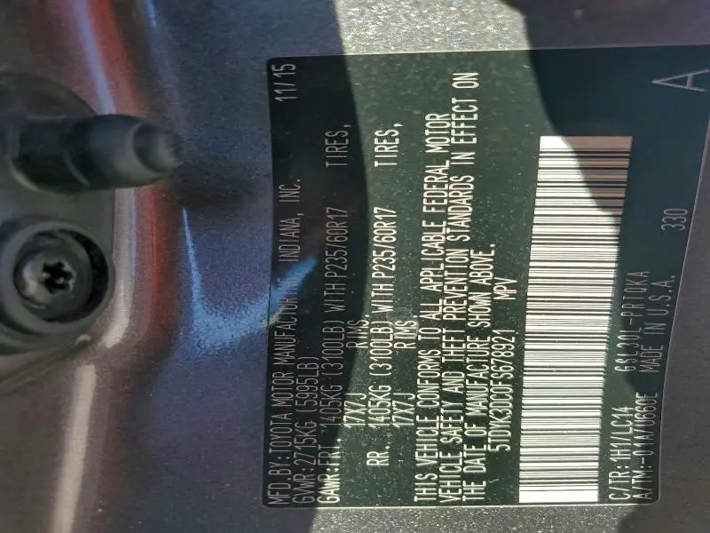 2015 TOYOTA SIENNA XLE  