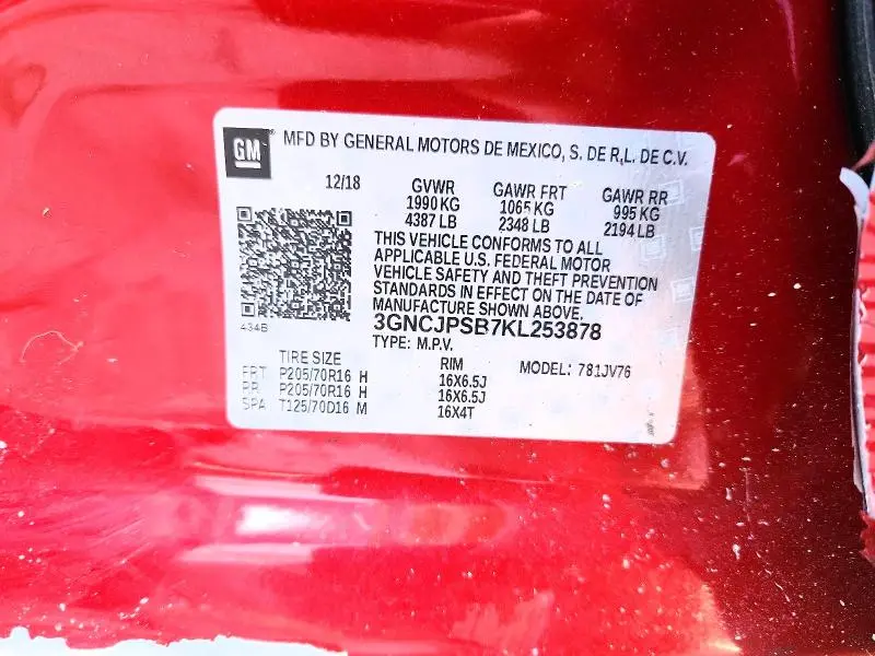 2019 CHEVROLET TRAX 1LT  