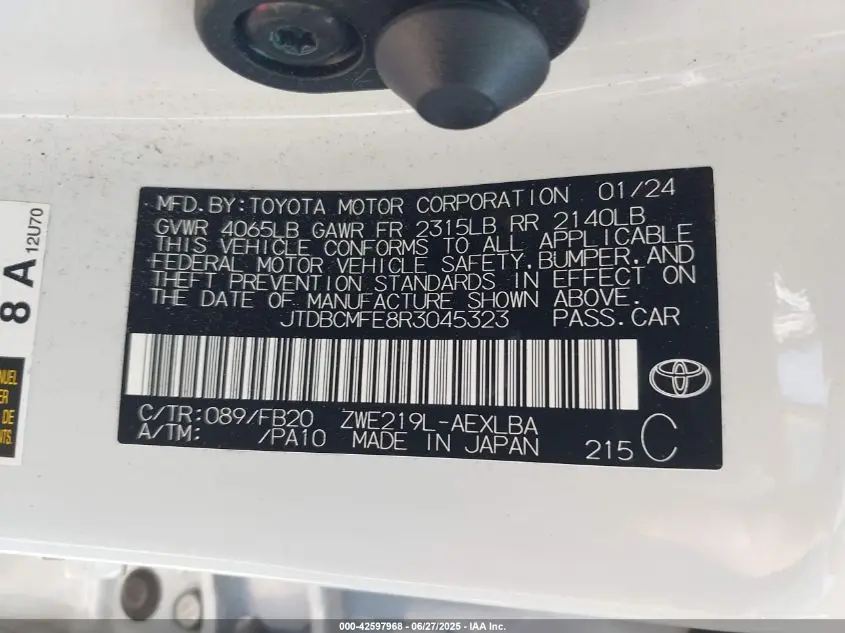 2024 TOYOTA COROLLA HYBRID LE